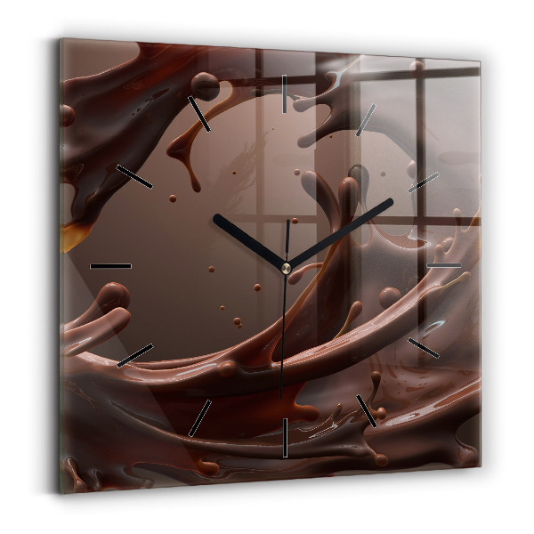 Ceas pătrat de perete din sticlă Valuri de cacao