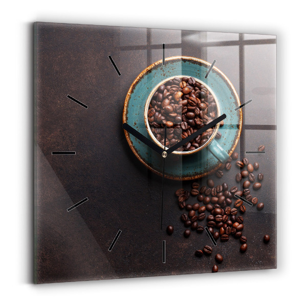 Ceas pătrat de perete din sticlă O ceașcă de cafea