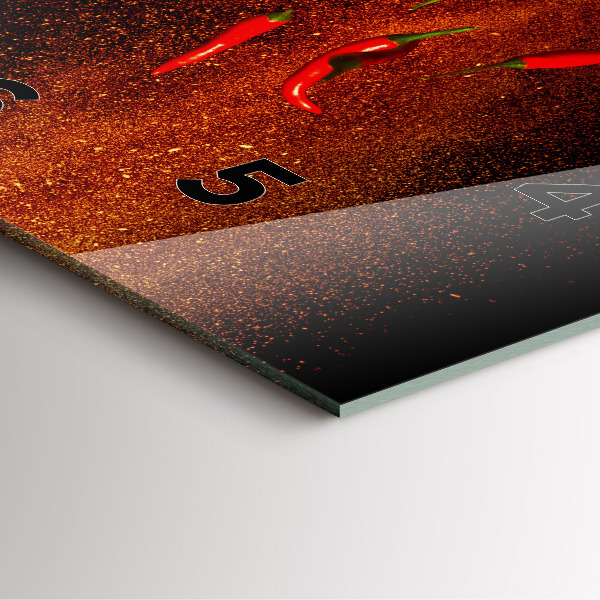 Ceas pătrat de perete din sticlă Ardei iute