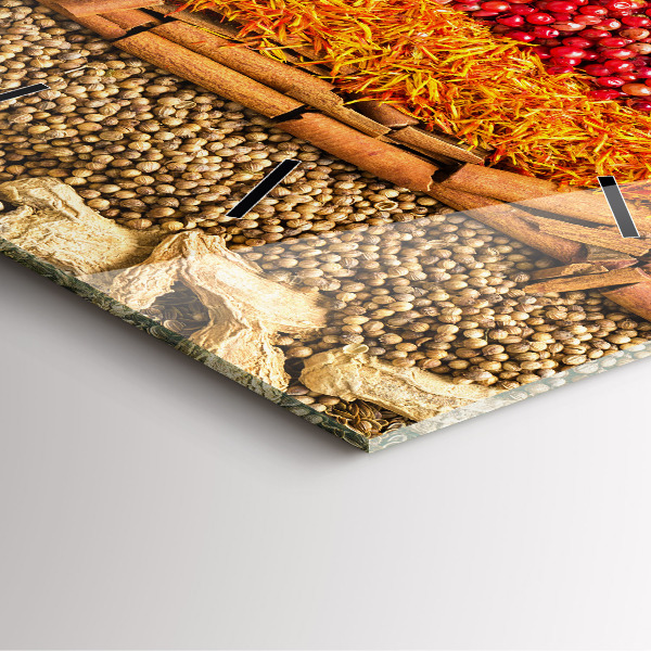 Ceas pătrat de perete din sticlă Rânduri de condimente