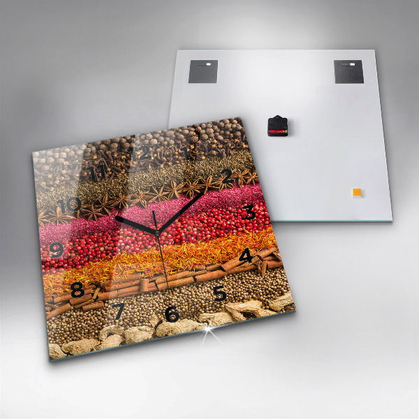 Ceas pătrat de perete din sticlă Rânduri de condimente