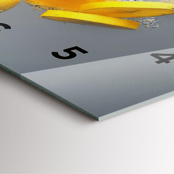 Ceas pătrat de perete din sticlă Citrice în apă