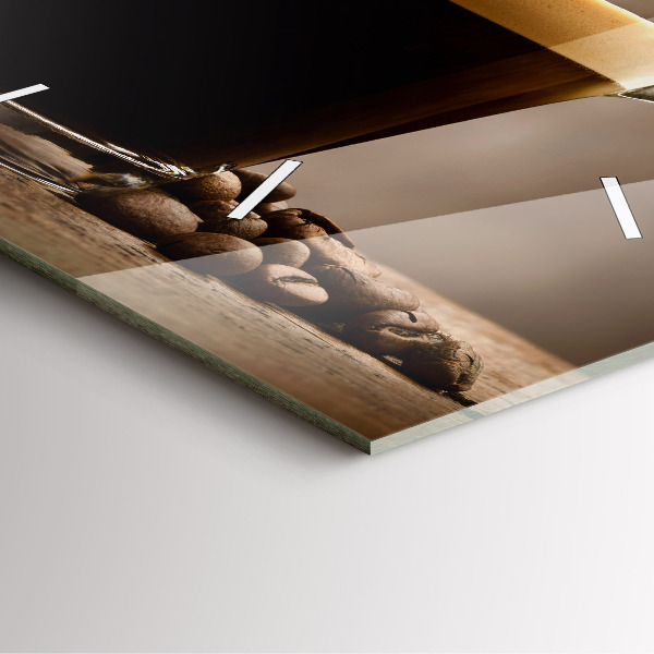 Ceas pătrat de perete din sticlă O cană de cafea