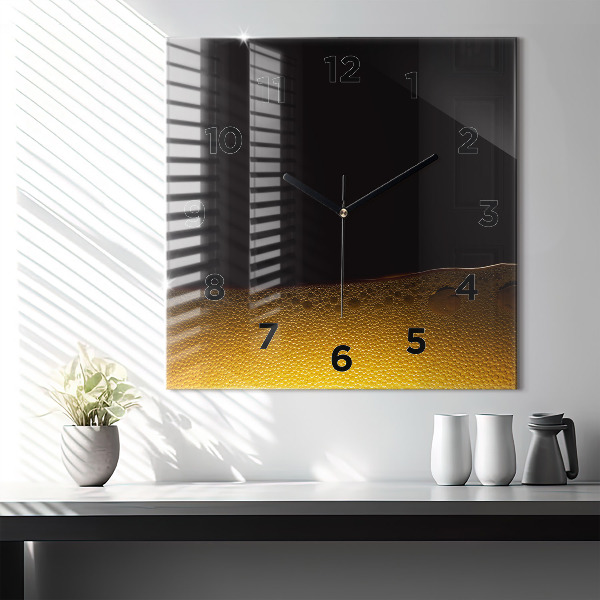 Ceas pătrat de perete din sticlă Suc de portocale