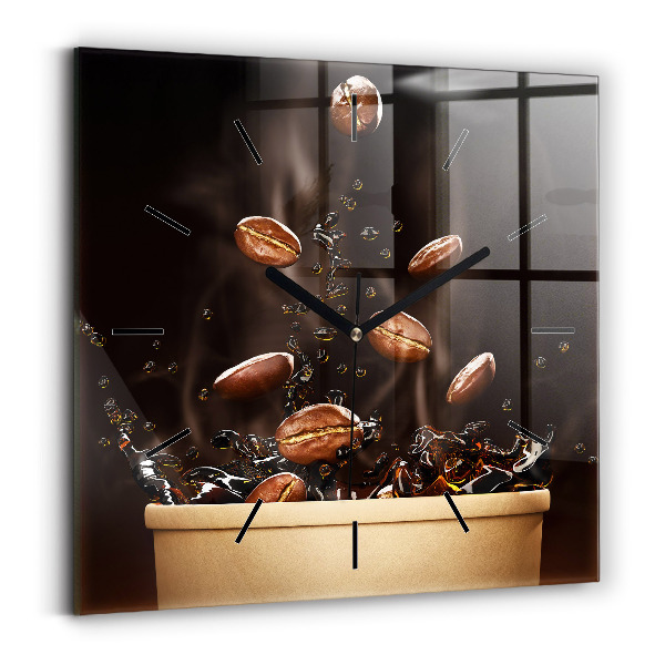 Ceas pătrat de perete din sticlă Cafea fierbinte