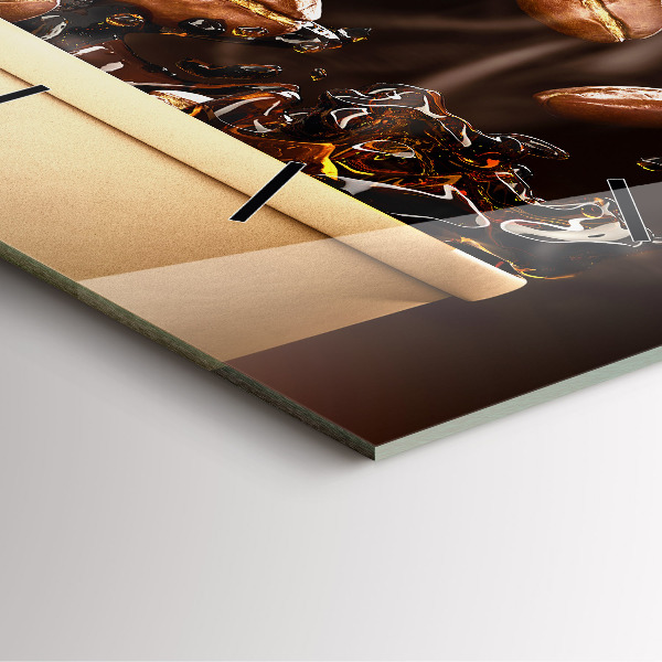 Ceas pătrat de perete din sticlă Cafea fierbinte