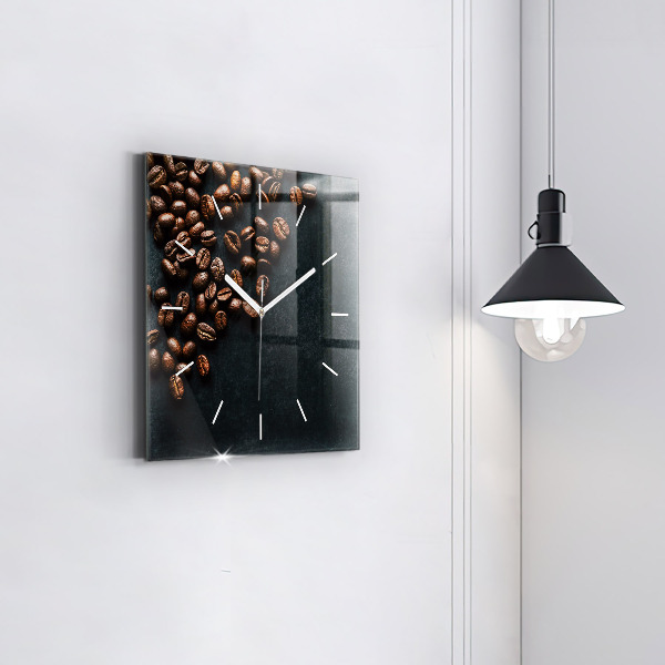 Ceas pătrat de perete din sticlă Boabe de cafea