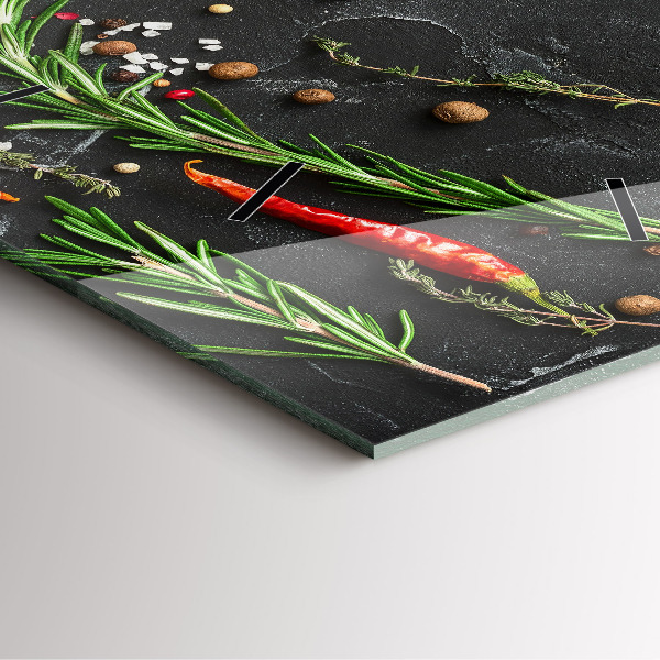 Ceas pătrat de perete din sticlă Condimente pe blat