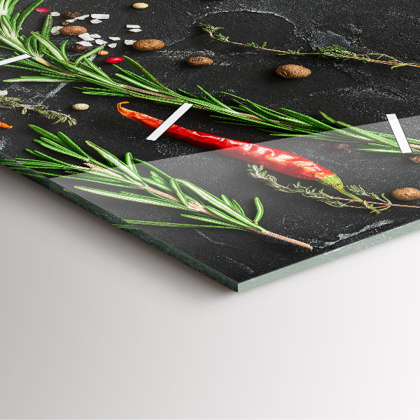 Ceas pătrat de perete din sticlă Condimente pe blat