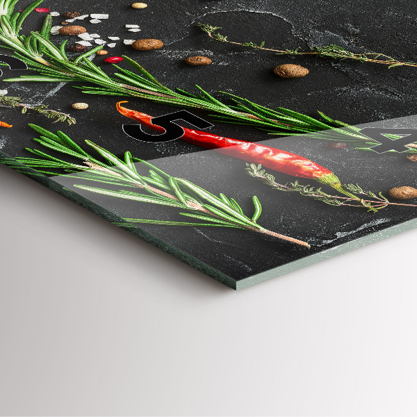 Ceas pătrat de perete din sticlă Condimente pe blat