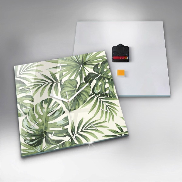 Ceas pătrat de perete din sticlă Model tropical