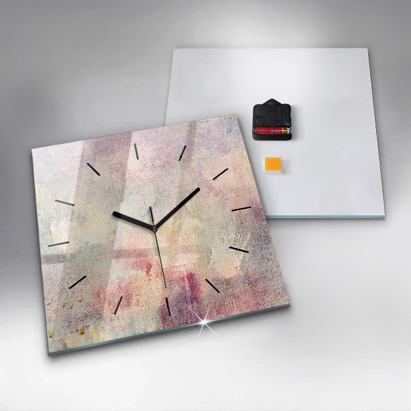 Ceas pătrat de perete din sticlă Abstracție pictată