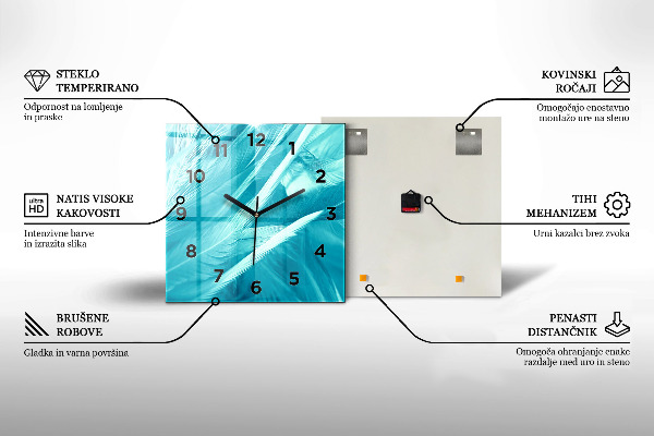 Ceas pătrat de perete din sticlă Elan grafic