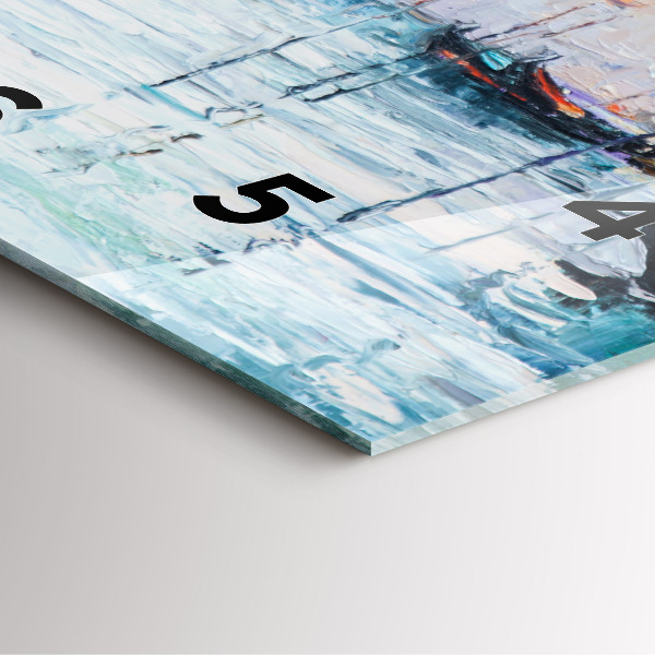 Ceas pătrat de perete din sticlă Pictură în ulei a unui iaht de mare