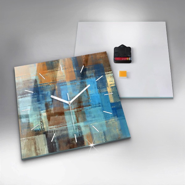 Ceas pătrat de perete din sticlă Fundal colorat – abstracție