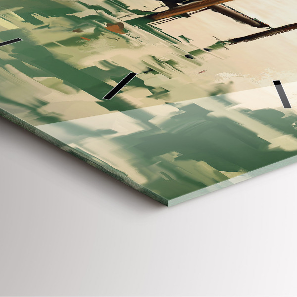 Ceas pătrat de perete din sticlă Barci de pescuit in port