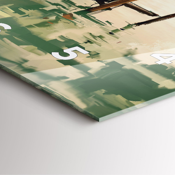 Ceas pătrat de perete din sticlă Barci de pescuit in port