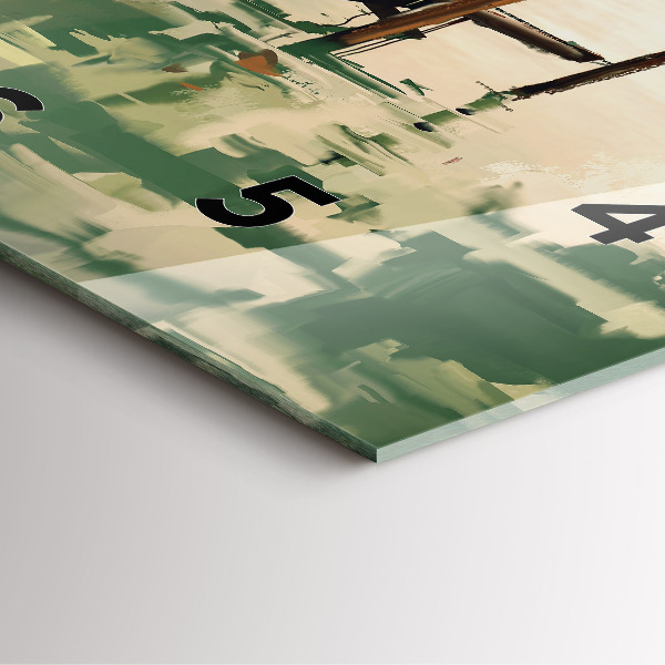 Ceas pătrat de perete din sticlă Barci de pescuit in port