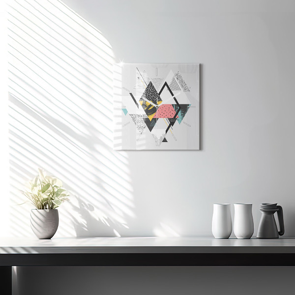Ceas pătrat de perete din sticlă Model geometric
