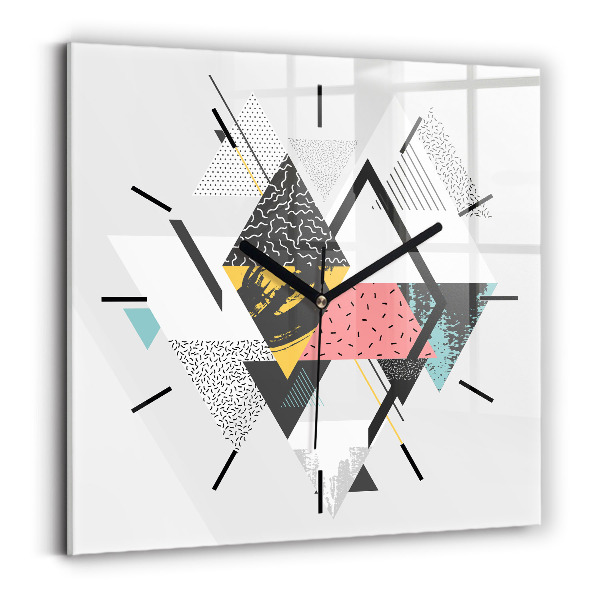 Ceas pătrat de perete din sticlă Model geometric
