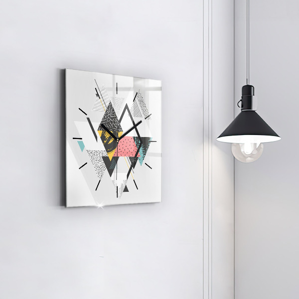 Ceas pătrat de perete din sticlă Model geometric