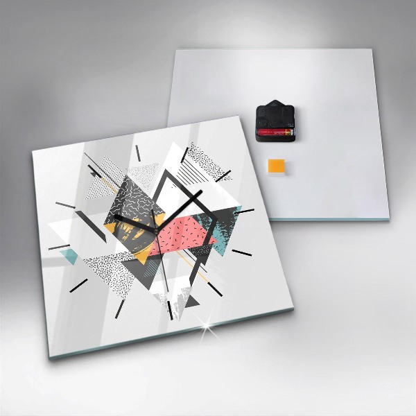 Ceas pătrat de perete din sticlă Model geometric