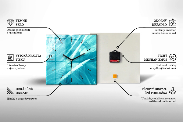 Ceas pătrat de perete din sticlă Model geometric