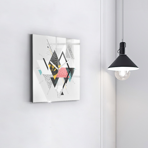 Ceas pătrat de perete din sticlă Model geometric