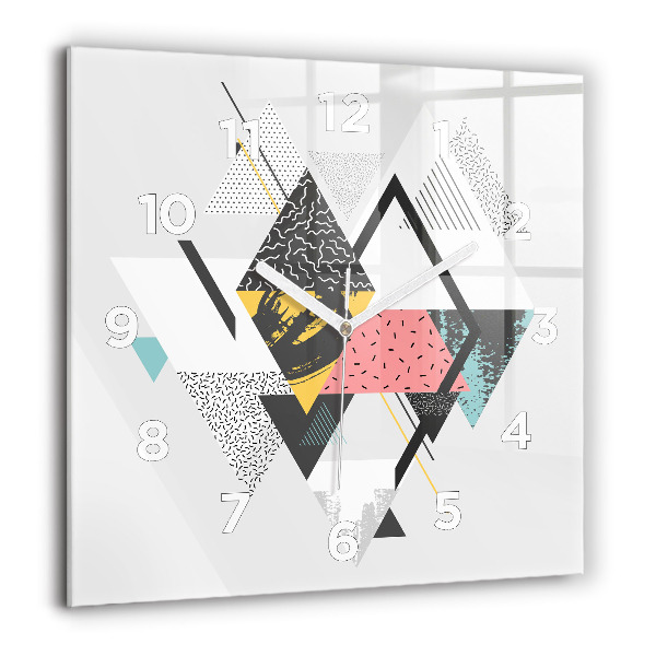 Ceas pătrat de perete din sticlă Model geometric