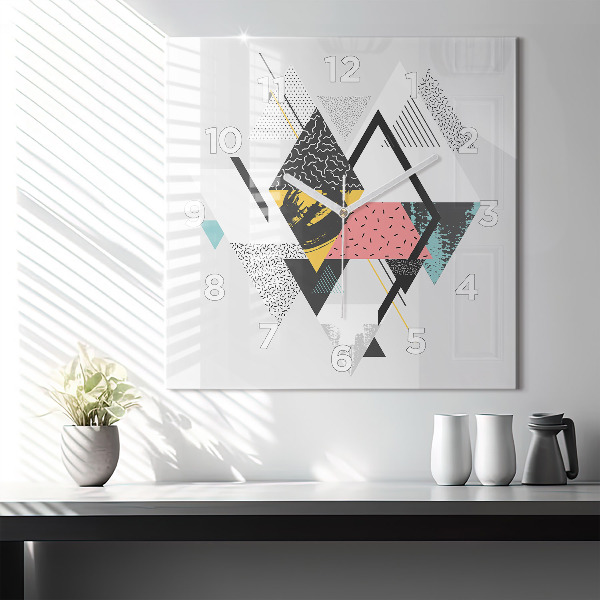 Ceas pătrat de perete din sticlă Model geometric