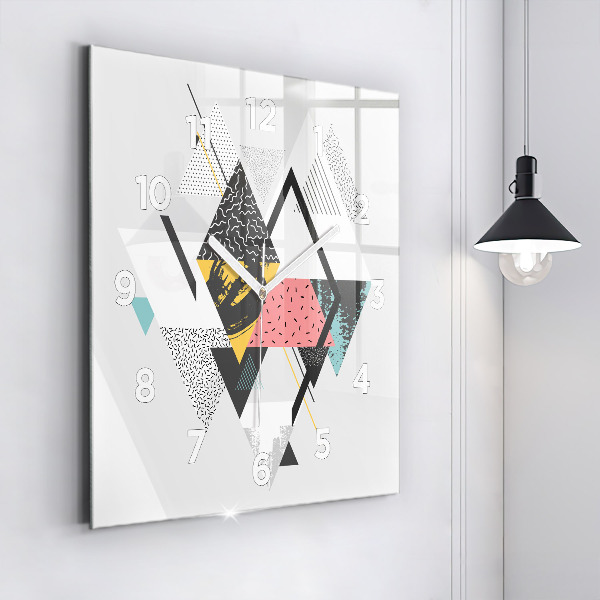 Ceas pătrat de perete din sticlă Model geometric