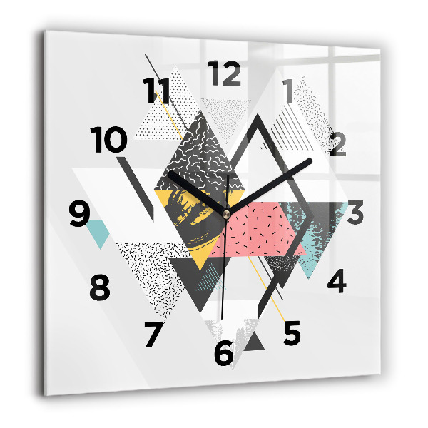 Ceas pătrat de perete din sticlă Model geometric