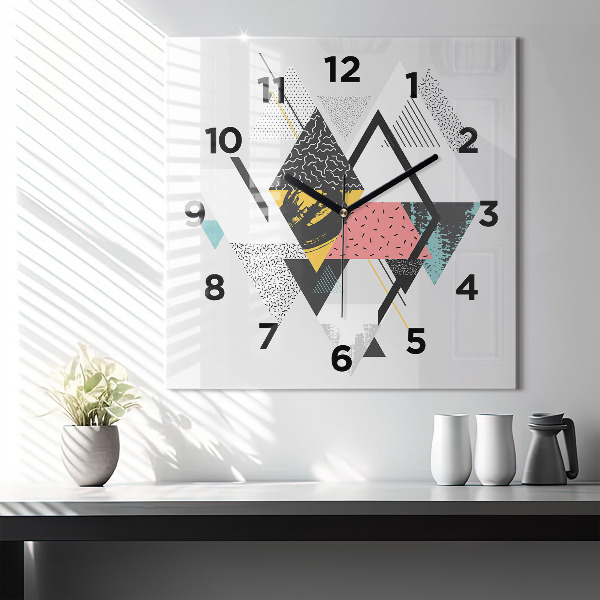 Ceas pătrat de perete din sticlă Model geometric