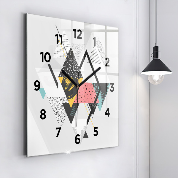 Ceas pătrat de perete din sticlă Model geometric