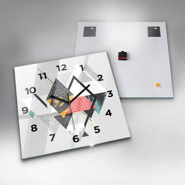 Ceas pătrat de perete din sticlă Model geometric