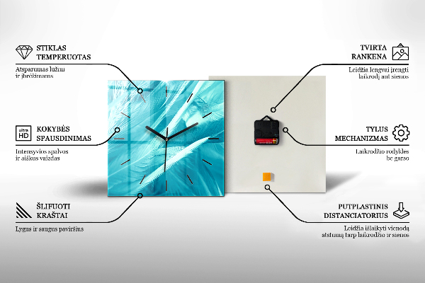 Ceas pătrat de perete din sticlă Element de feminitate