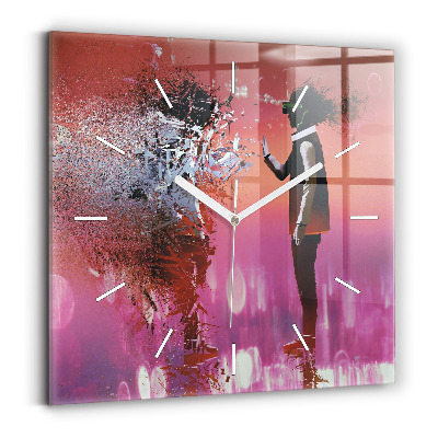 Ceas pătrat de perete din sticlă Ciberspațiul