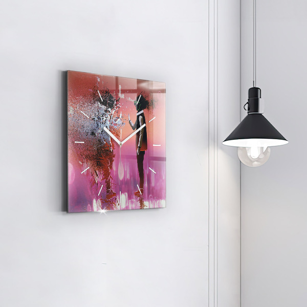 Ceas pătrat de perete din sticlă Ciberspațiul