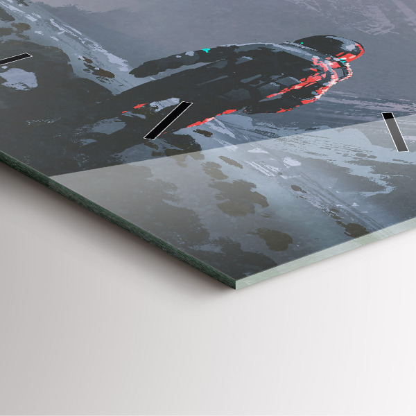 Ceas pătrat de perete din sticlă Astronauții Calea Lactee