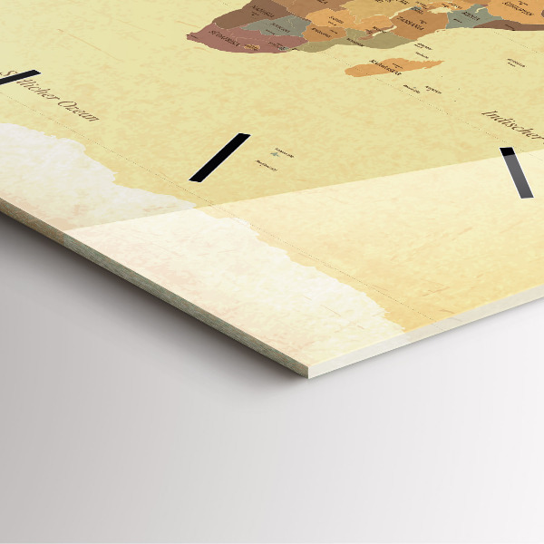 Ceas pătrat de perete din sticlă Harta lumii în stil vintage