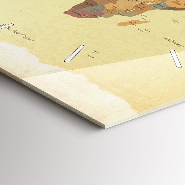 Ceas pătrat de perete din sticlă Harta lumii în stil vintage