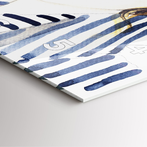 Ceas pătrat de perete din sticlă Față cu ochelari și pălărie