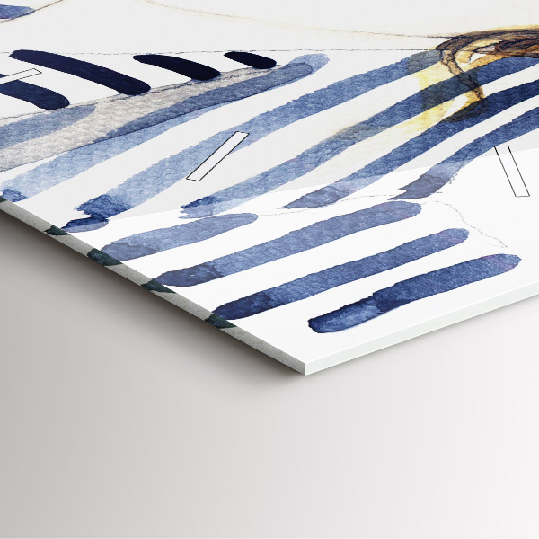 Ceas pătrat de perete din sticlă Față cu ochelari și pălărie