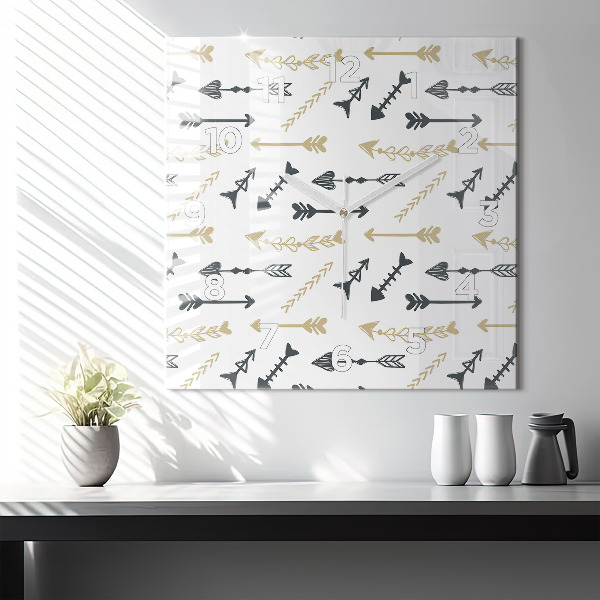 Ceas pătrat de perete din sticlă Model geometric hipster