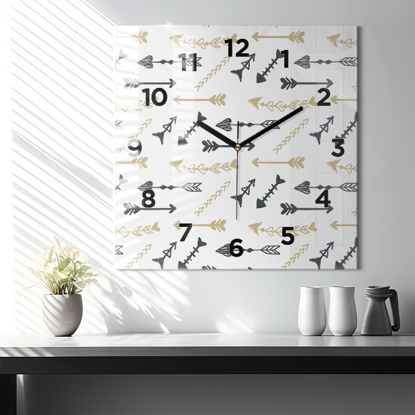 Ceas pătrat de perete din sticlă Model geometric hipster