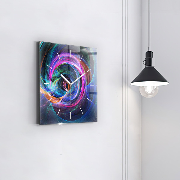 Ceas pătrat de perete din sticlă Fractal colorat