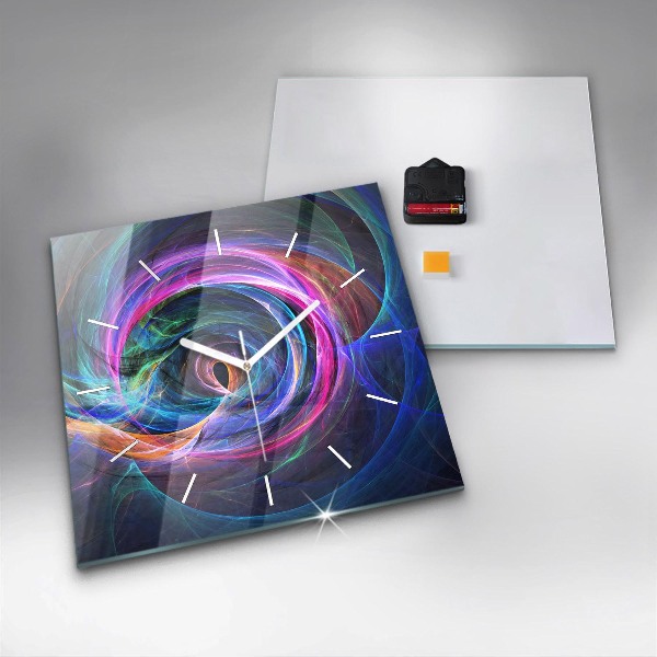 Ceas pătrat de perete din sticlă Fractal colorat