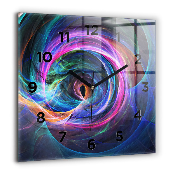 Ceas pătrat de perete din sticlă Fractal colorat