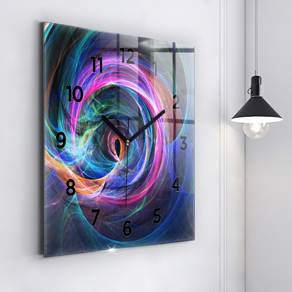 Ceas pătrat de perete din sticlă Fractal colorat