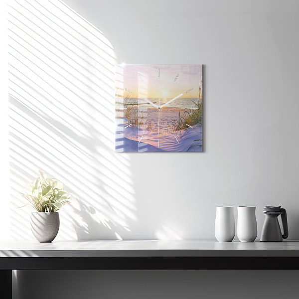 Ceas pătrat de perete din sticlă Marea însorită poloneză